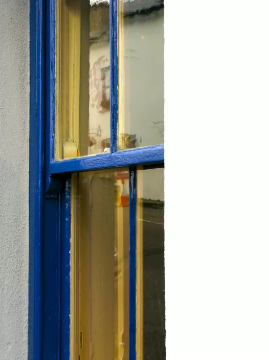 Painted blue window trim