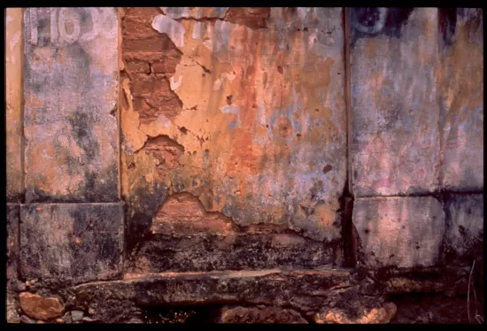 Multicolored stucco wall