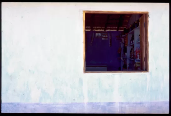 Window opening in white wall